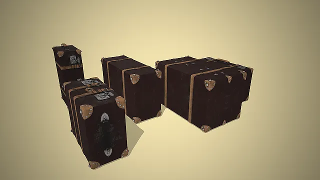 复古行李箱  旅行道具  皮质箱组  装饰摆件