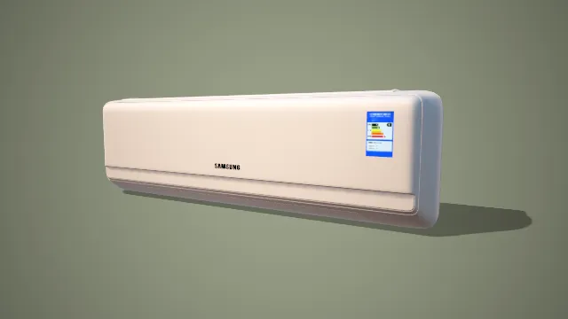 写实风格香槟金壁挂式三星空调 3D 现代家电道具模型