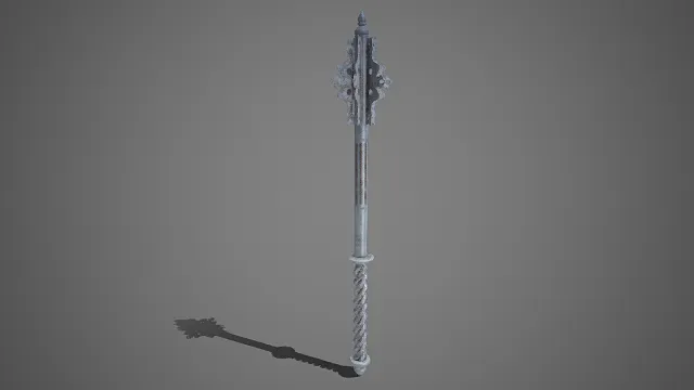 复古风格  装饰性长枪  金属材质  雕花尖顶造型  镂空装饰  螺旋纹装饰  复古艺术感