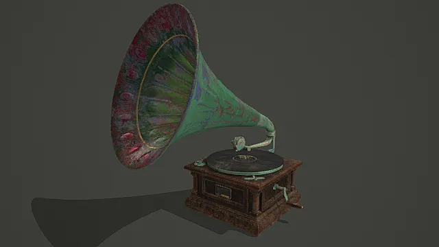 复古奇幻风格彩纹留声机模型