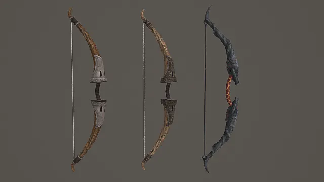 复古魔纹弓箭套装游戏武器3D模型 