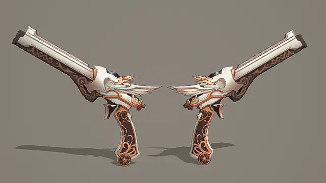 圣翼华丽双持手枪游戏武器3D模型 
