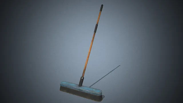 一把带有磨损痕迹的复古扫帚3D模型