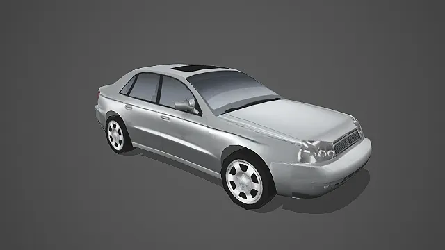 银色带天窗中型轿车 3D 模型