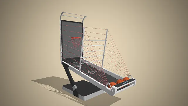 一台黑白红配色游戏厅场景的投篮机3D模型