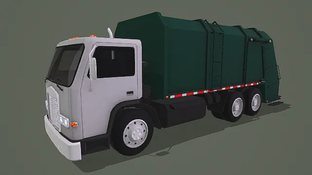 卡通风格垃圾清运车3D模型
