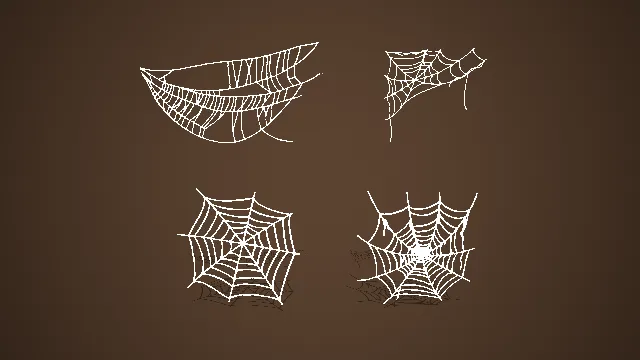 多款形态各异的万圣节蛛网组合 3D 场景装饰模型