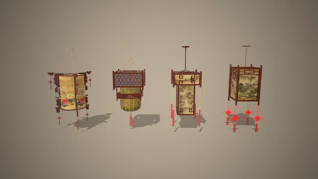 中式宫灯  传统纹样  流苏挂饰  古风灯笼