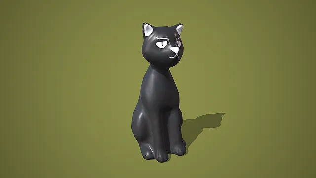 亮黑釉面傲娇黑猫坐姿装饰摆件