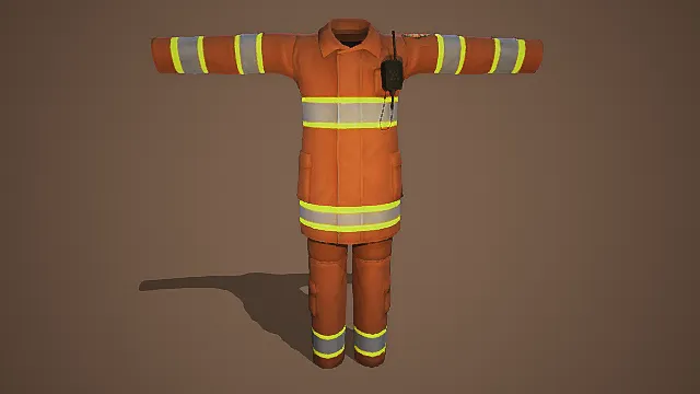 现代消防员灭火专业消防战斗防护服3D服装模型
