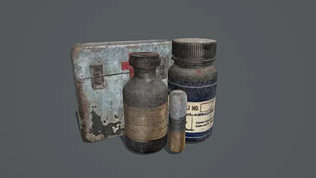废土风格锈蚀医疗药剂套装3D模型