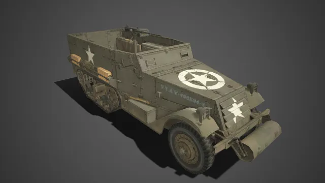 二战  美军半履带装甲运兵车  军绿色  铆钉  战争题材  载具  