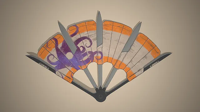 废土机械扇  紫色章鱼涂鸦  尖刃扇骨  街头涂鸦风