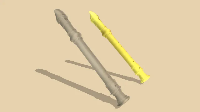 灰色黄色竖笛乐器道具