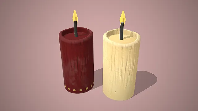 圆柱蜡烛组合  家居软装道具  燃烧烛芯  肌理感蜡体