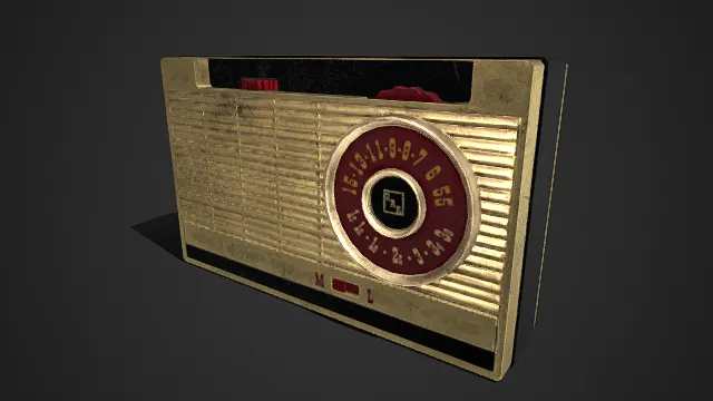 复古风格  老式便携收音机  金属质感  年代久远  电子设备  怀旧
