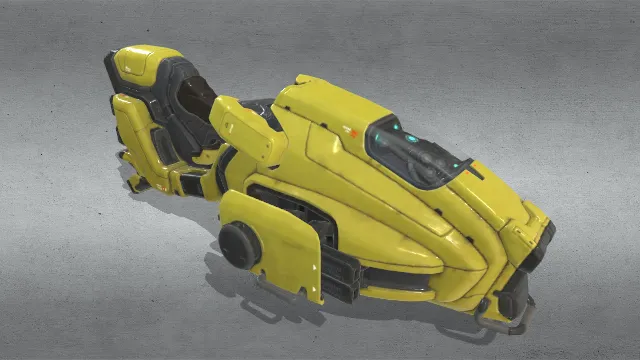 充满未来感的黄色科幻飞行摩托