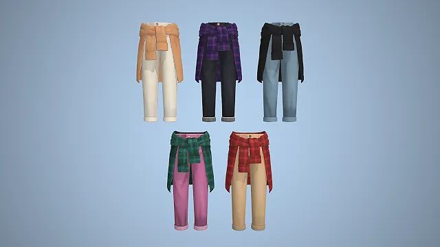 绑腰长裤  卷边裤脚  休闲风穿搭  美式复古风