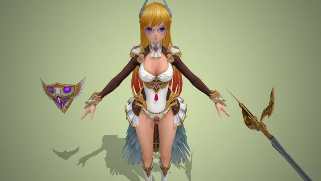 女性角色 剑士 3d模型 手办 角色 pbr模型