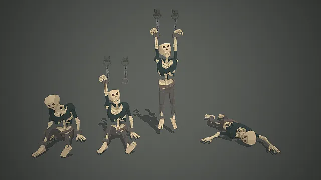骷髅  四种姿态  手铐脚镣  破衣烂衫  囚笼风格