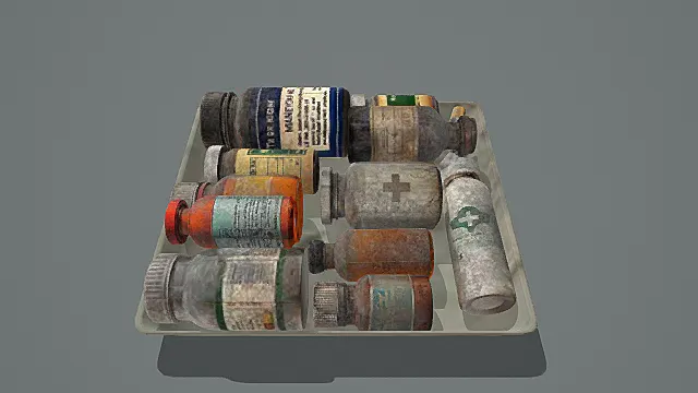 废土密集药剂瓶托盘组合3D模型