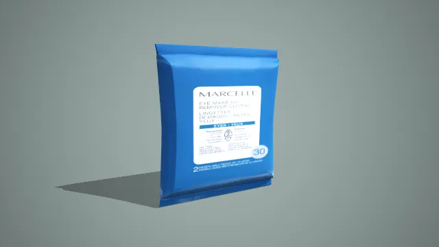 写实风格 Marcelle 眼唇卸妆湿巾袋装 3D 美妆护肤道具模型