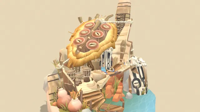 非洲面具工作坊集市场景乐器工具