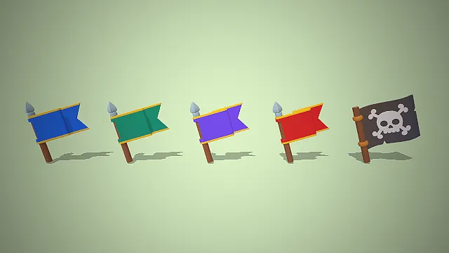 阵营旗帜套装  多色标识旗  冒险领地标识  海盗主题素材