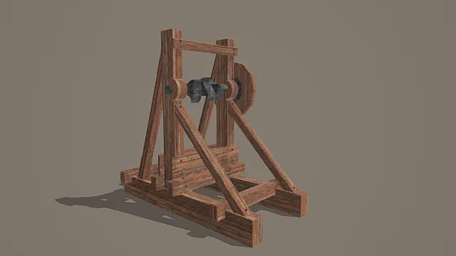 复古中世纪风木质投石机3D模型