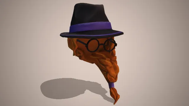 黑紫色礼帽  眼镜框  棕色假发  麻花辫  服饰