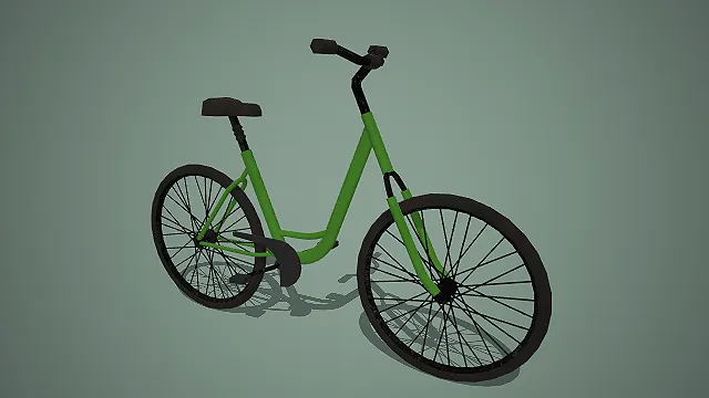 现代城市通勤款绿色车架自行车 3D 模型