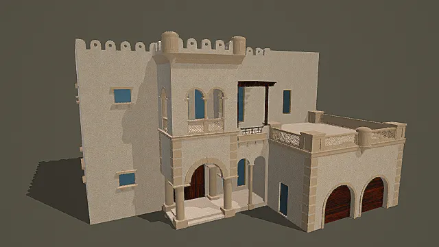 异域沙漠风伊斯兰式院落建筑3D模型