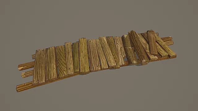 原始木质栅栏部落建设道具游戏场景模型 