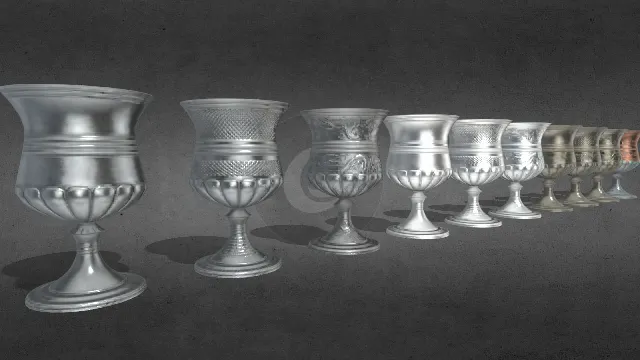 古董银质开口特色高脚杯生活用品