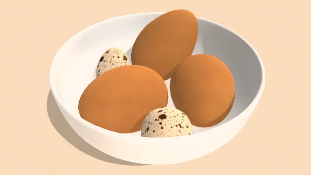 放有鹌鹑蛋鸡蛋的盘子食物