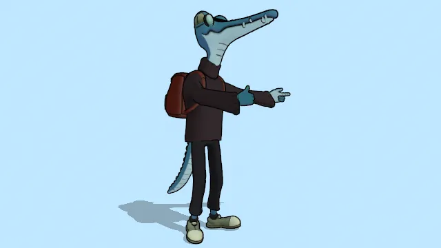 激励性的鳄鱼角色拟人化