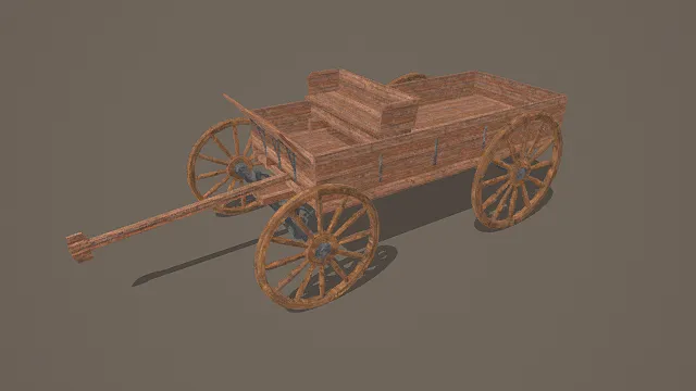 复古田园风木质货运马车3D模型