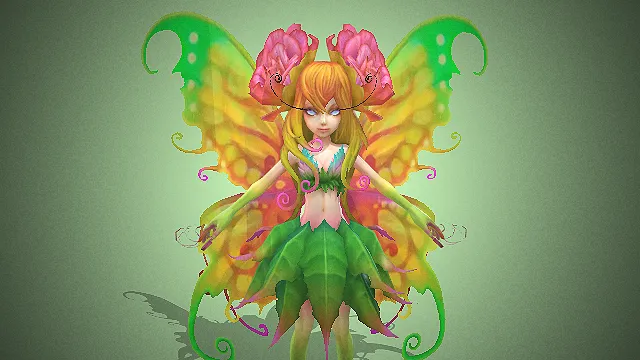 幻彩花翼精灵  人蝶双身  花朵装饰  游戏自然系野怪
