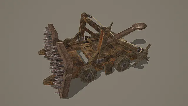 复古木质带刺攻城器械3D模型
