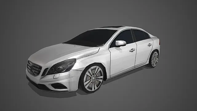 银色沃尔沃轿车带全景天窗写实汽车模型