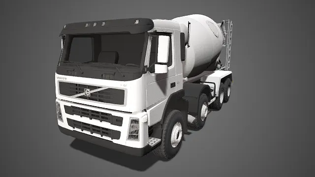 沃尔沃  白色搅拌车  工程作业载具  写实  重型卡车模型  