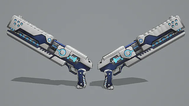 蓝白科技双持长枪游戏武器3D模型