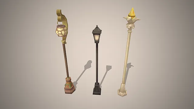 欧式街灯  做旧复古  街道场景  童话温馨治愈风