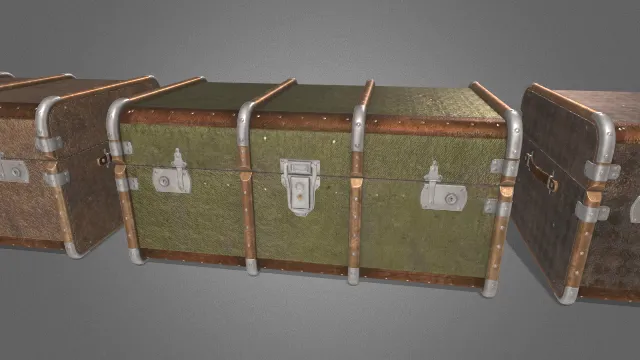 古董复古金属行李箱蒸汽箱