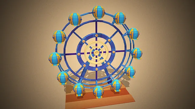 一个卡通风格的摩天轮3D模型
