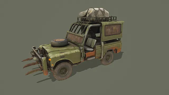 废土改装风武装越野求生车3D模型