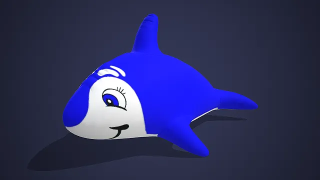 一个卡通风格的3D海豚充气玩具模型