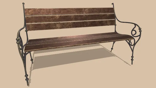 金属支架木制长板公园长椅