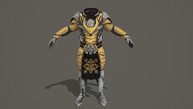 华贵圣骑战甲：黄金镶银纹饰板甲