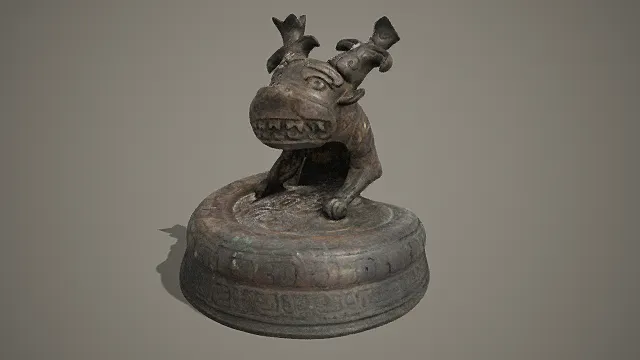 国风古铜瑞兽形器盖摆件 3D 模型